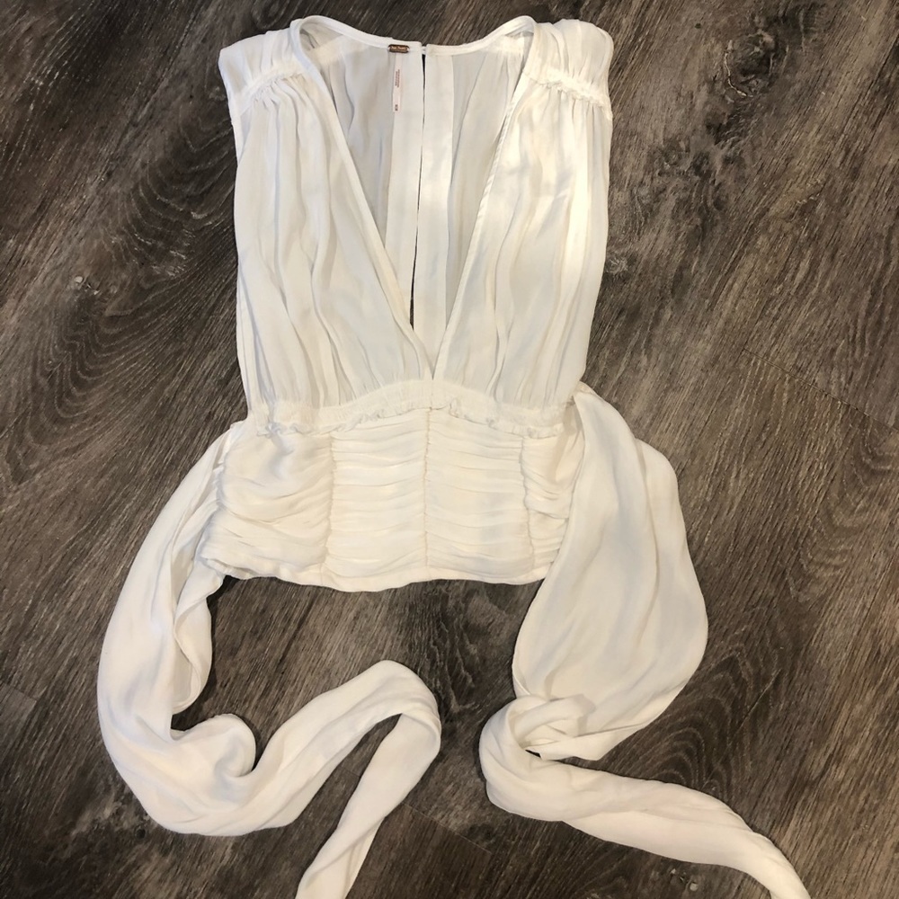 White Free People tie top